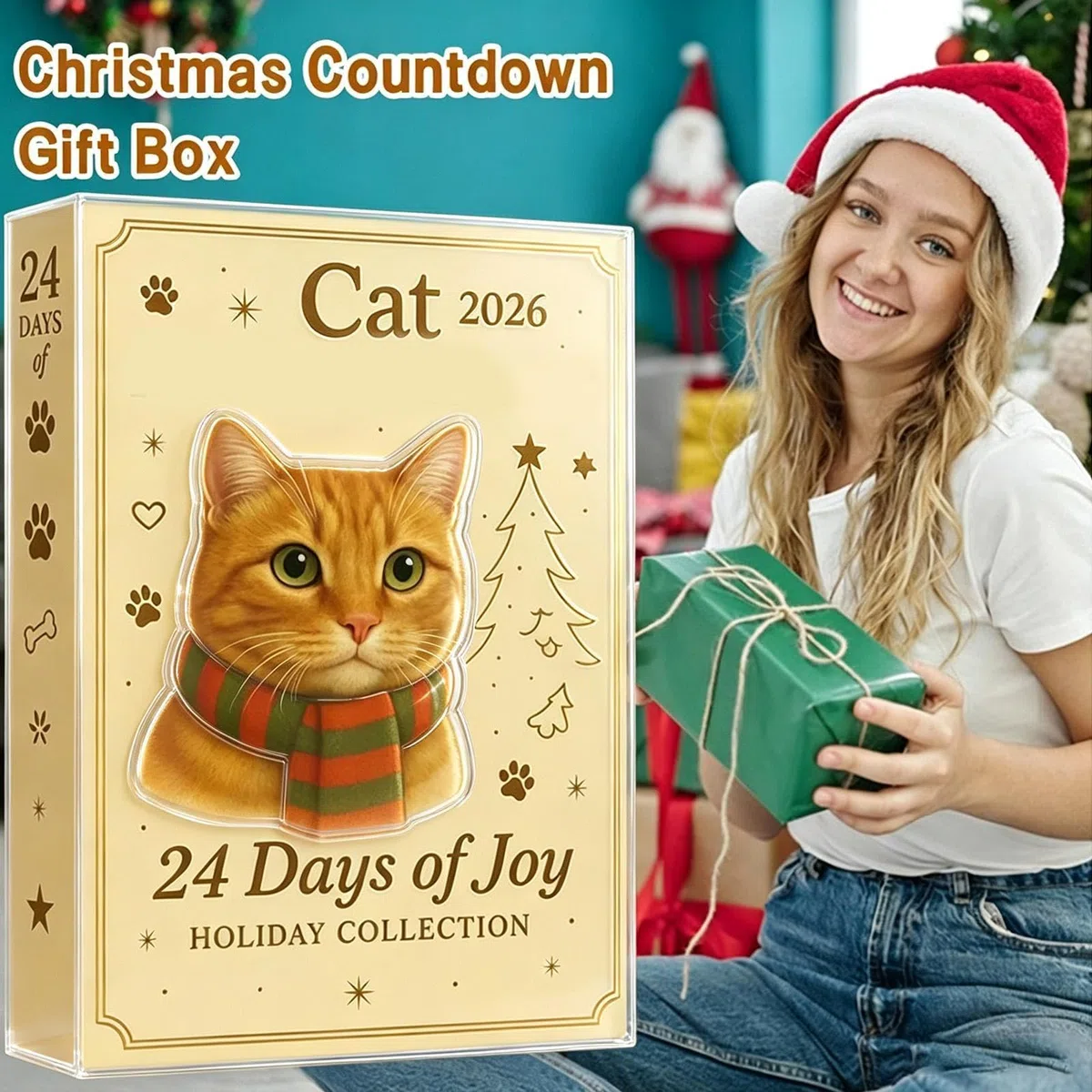 Conto alla rovescia per Natale Calendario 2D Acrilico Gatto Decorazioni