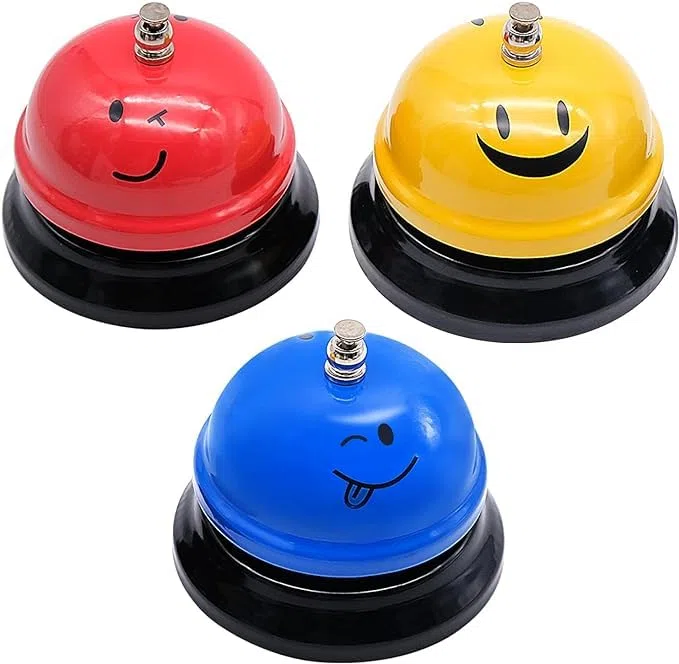 AMJKEJI 3 Pezzi Campanello da Tavolo, Campanello da Scrivania, Chiamata Bells di Metallo, Campanello di Servizio con Suono Chiaro per Ristorante Cucina Hotel Bar Servizio Pet