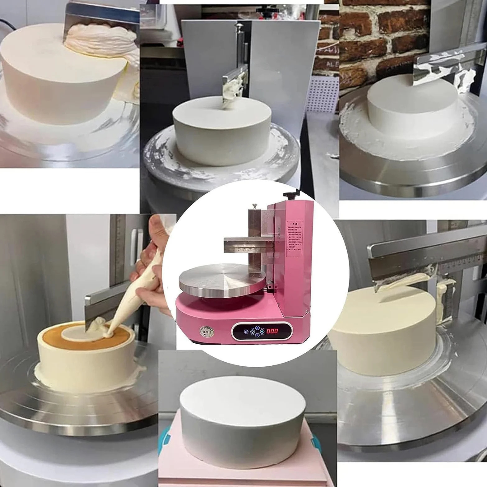Attrezzatura per Fare Torte, spatola per Torta Regolabile Automatica, Strumento per Decorare e levigare, spatola per Crema al Burro per Decorare la Torta di Compleanno, Rosa