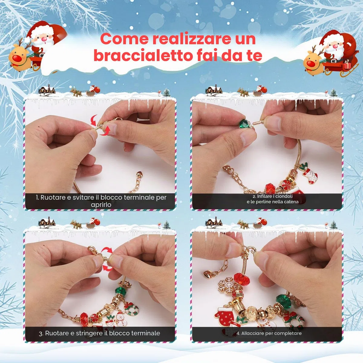 Calendario Avvento 2025 Bambina Gioielli, Calendari Dell'Avvento 2025 Kinder Fai Da Te Braccialetti Set, Calendario Dell Avvento Bambini Sorprese Regalini Per Donna Ragazza