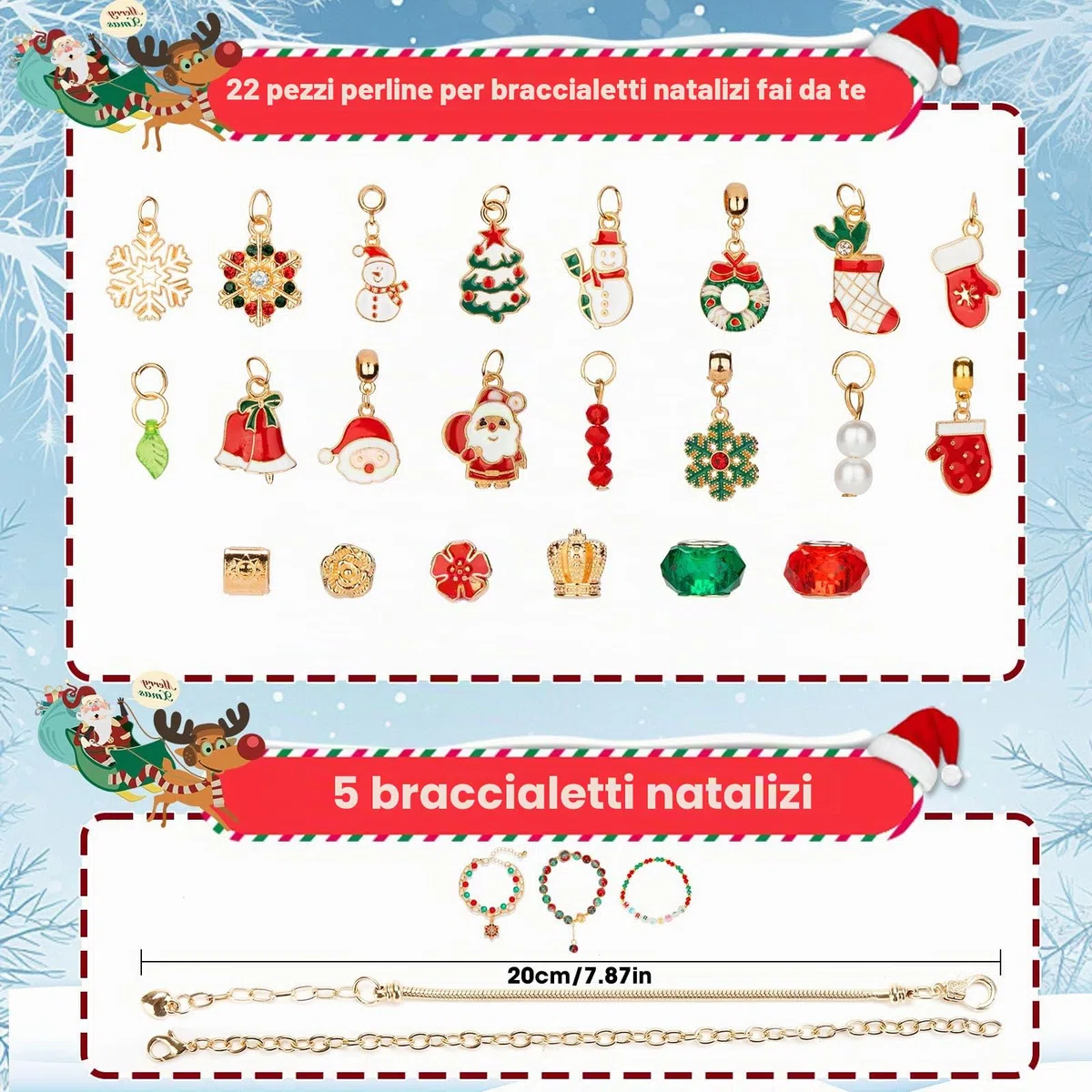 Calendario Avvento 2025 Bambina Gioielli, Calendari Dell'Avvento 2025 Kinder Fai Da Te Braccialetti Set, Calendario Dell Avvento Bambini Sorprese Regalini Per Donna Ragazza