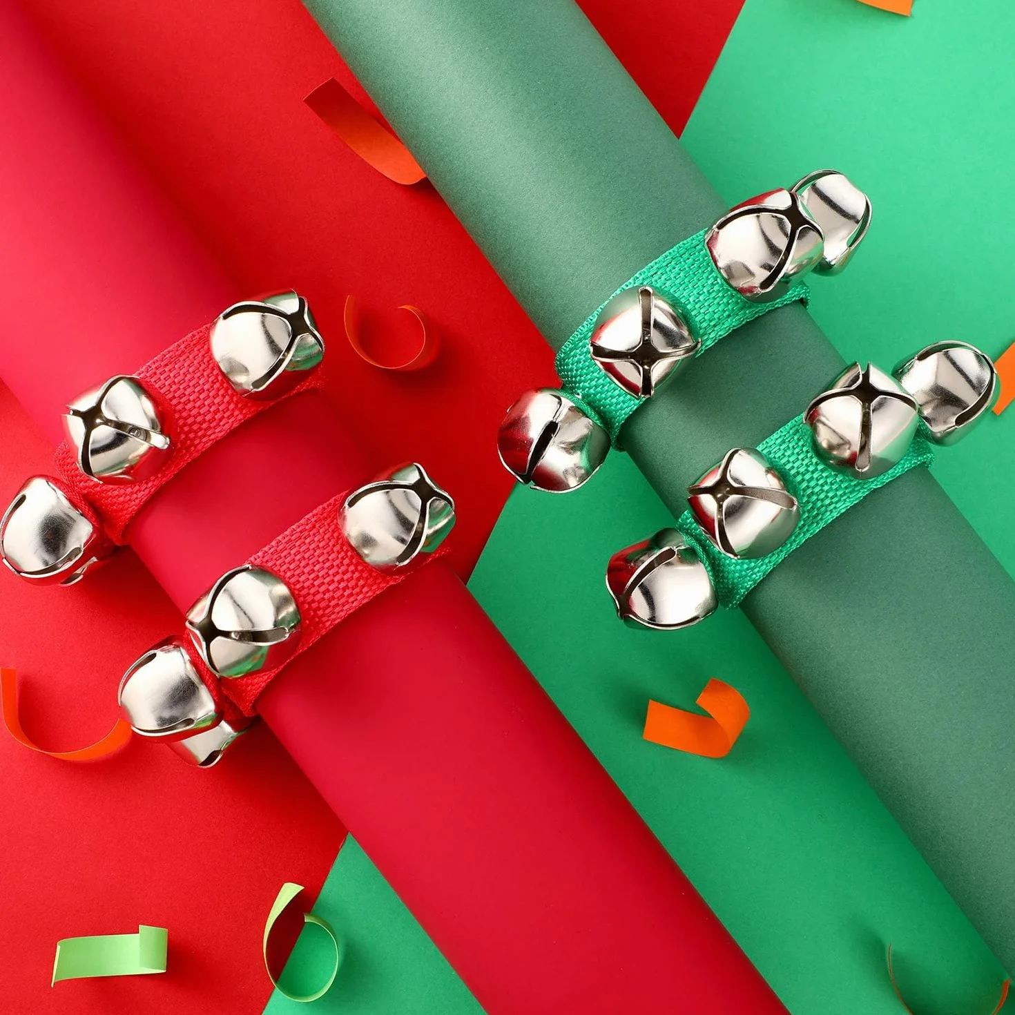 Campanelli Natalizi da Polso,6 Pezzi Braccialetti con Campanellini,Campanellini Musicali da Caviglia,Strumento Ritmico a Percussione per Bomboniere Natalizie e Accessori per Festival