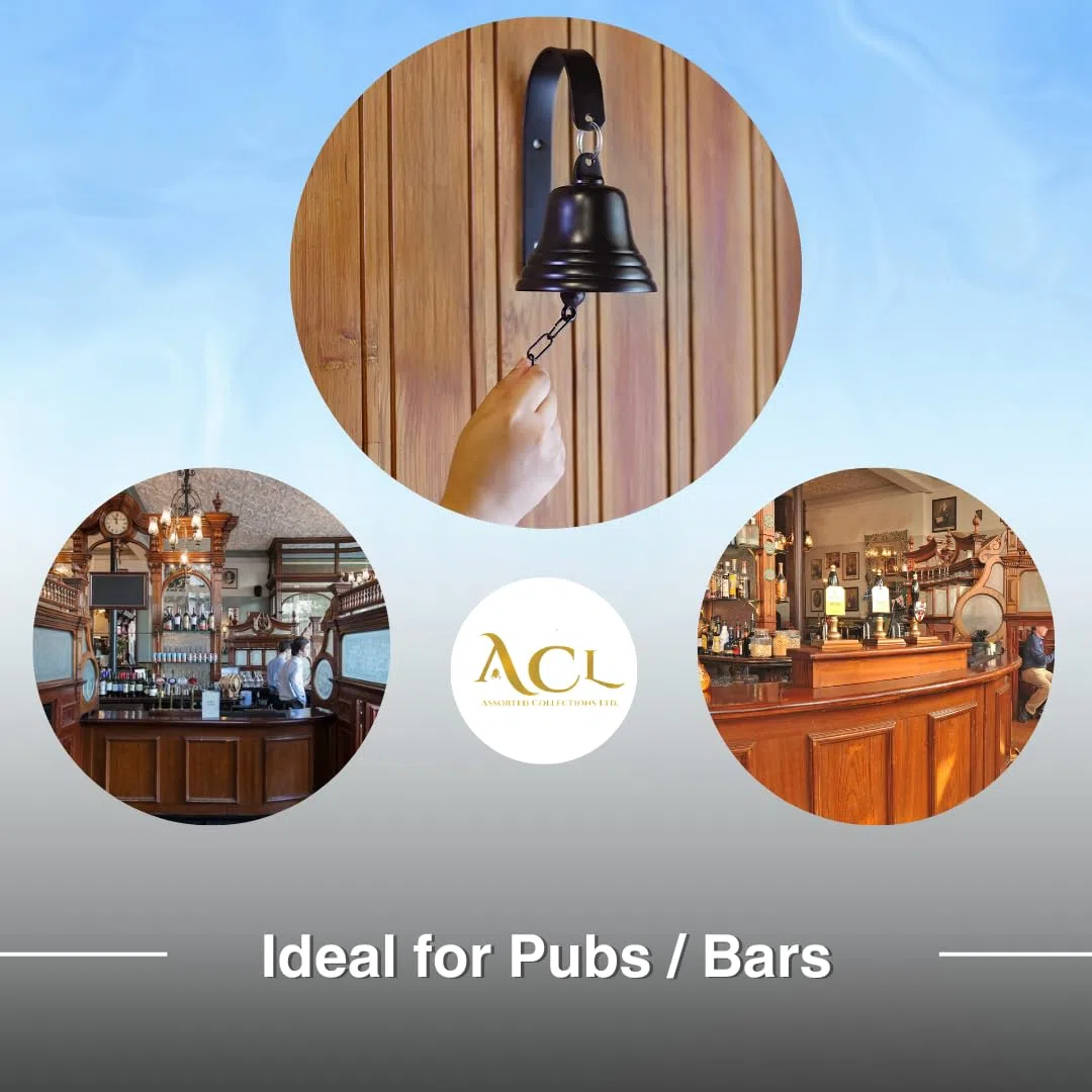 Assorted Collections Accessori da bar per casa e pub - Campanello da bar a parete con decorazioni nautiche - Campanello a catena in ottone con suoni nitidi, ideale per Natale, ricevimenti e pub