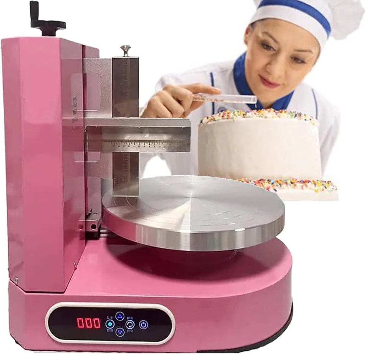 Attrezzatura per Fare Torte, spatola per Torta Regolabile Automatica, Strumento per Decorare e levigare, spatola per Crema al Burro per Decorare la Torta di Compleanno, Rosa