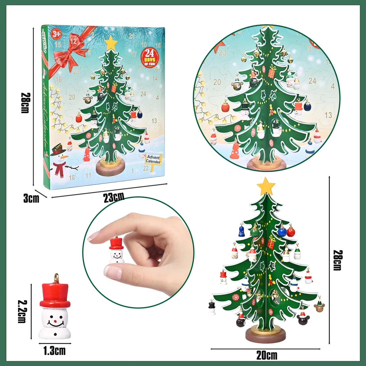 Amycute Calendario Avvento 2024 Bambini, Calendari Avvento Albero di Natale 2024, Decorazioni Albero di Natale Calendario dell'Avvento Regali Natale per Bambini