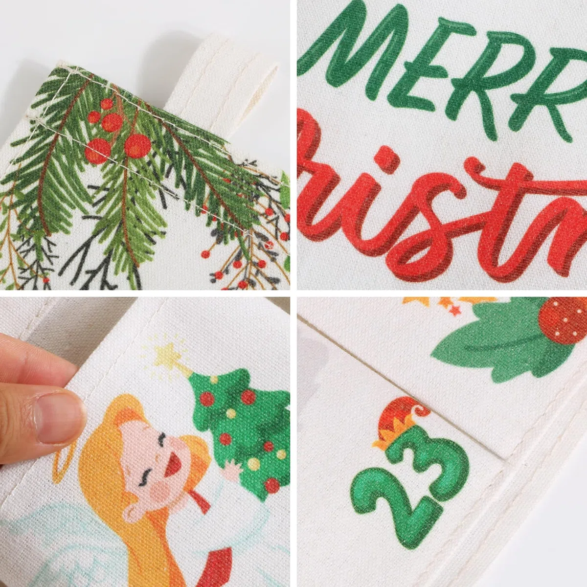 BOFUNX Calendario dell'Avvento da Appendere Calendario dell'Avvento in Tessuto Conto alla Rovescia Natale per Regalo di Natale Decorazioni Natalizie