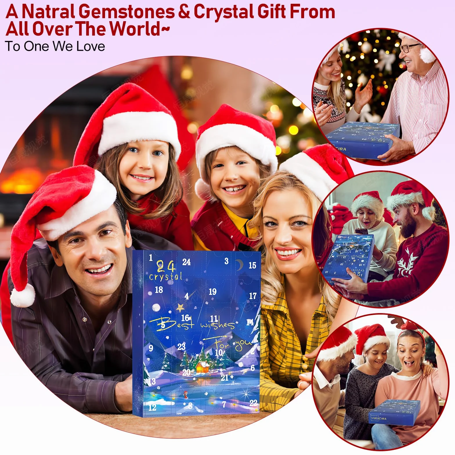 Calendario Avvento 2024 Cristallo, 24 Giorni Naturali Cristallo Rocce Pietra Minerali e Fossili Calendario dell'Avvento 2024 Natale Regalo per Bambini, Uomini, Donne, Ragazzi, Ragazze