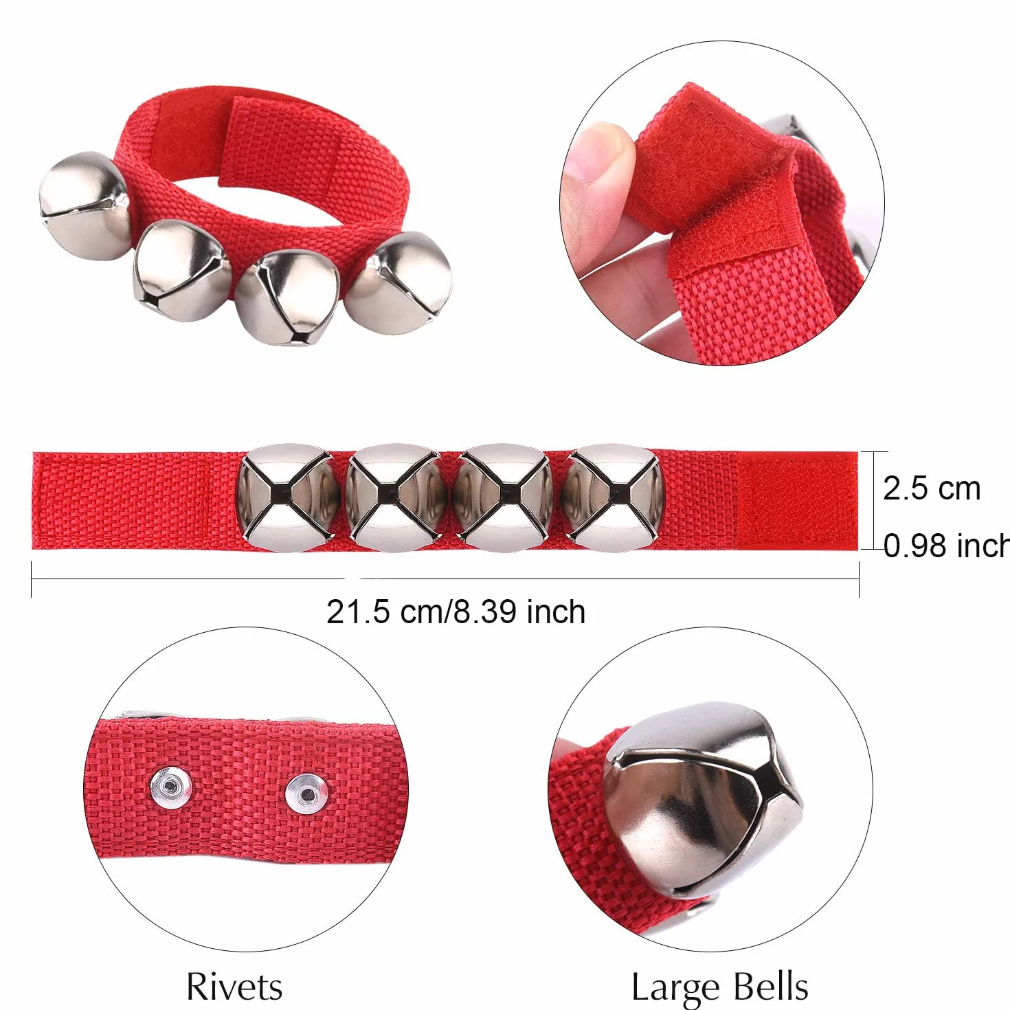 Campanelli Natalizi da Polso,6 Pezzi Braccialetti con Campanellini,Campanellini Musicali da Caviglia,Strumento Ritmico a Percussione per Bomboniere Natalizie e Accessori per Festival