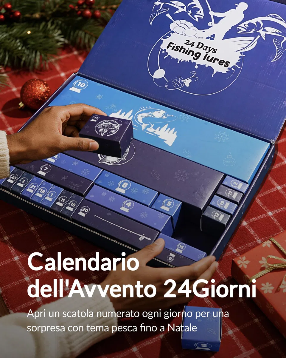 Moyel Calendario Avvento Pesca 2025 24 Days Idee Calendario dell'avvento Uomo Pesca Accessori per Uomo Advent Calendar 2024 per Ragazzo Regali per Adolescenti Ragazzi Natale