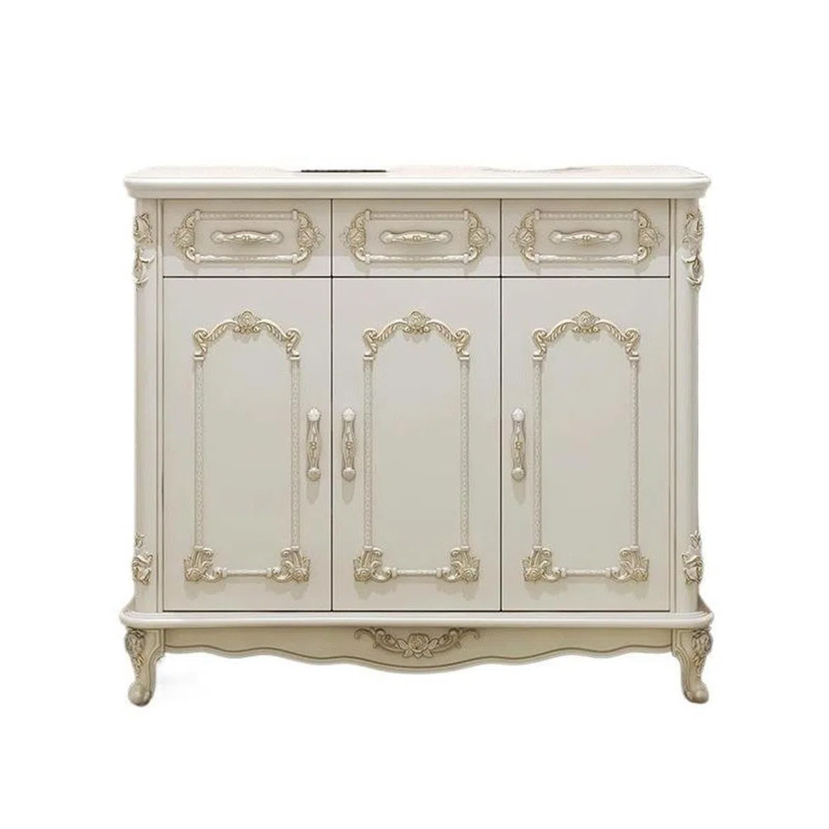 Corridoio Scarpiera Bianco Avorio con Accenti Dorati