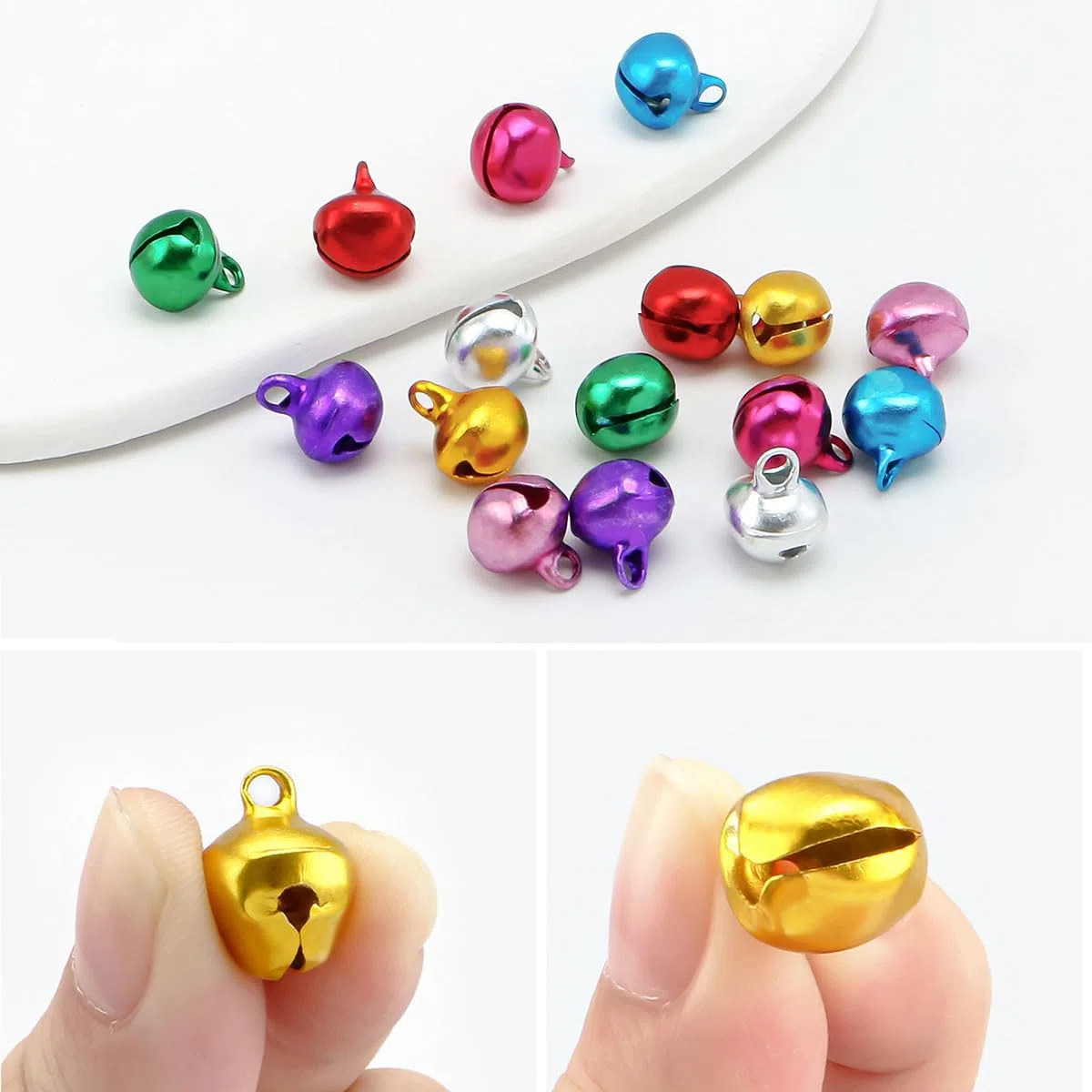 300 Pezzi Metallo Campanellini Piccole Campanelle Natalizi in Metallo per Fai da Te Mini Campane Con Occhielli Campanelle Colorate Campanellini Sonagli Piccoli per la Decorazione Natalizia 10 mm