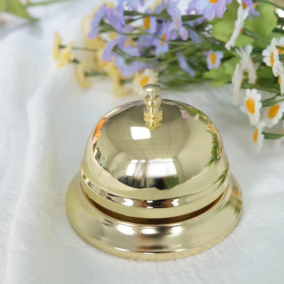 Vastsea 2 Pezzi di Campanello da Tavolo, Reception Campanello da Scrivania, Chiamata Bells in Acciaio Inossidabile, con Finitura Cromata per Alberghi Cucina Scuole Ristoranti Aree di Ricezione(Oro)