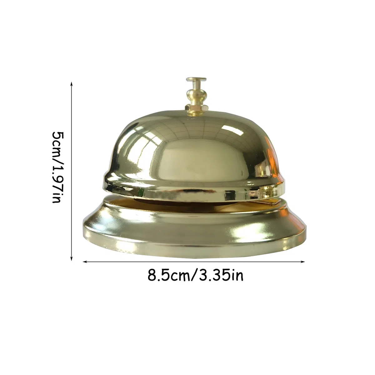 Vastsea 2 Pezzi di Campanello da Tavolo, Reception Campanello da Scrivania, Chiamata Bells in Acciaio Inossidabile, con Finitura Cromata per Alberghi Cucina Scuole Ristoranti Aree di Ricezione(Oro)