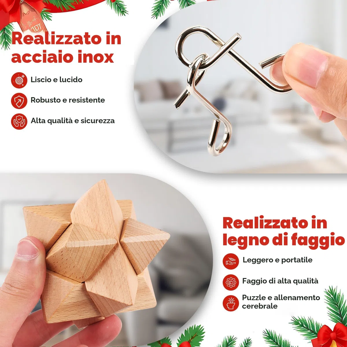 Calendario dell'Avvento 2025 Rompicapo, Calendario Avvento Rompicapo con 24 Pezzi in Metallo, Plastica 3D e Legno 3D, 24 Giorni di Regalo di Natal per Bambini, Adolescenti, Adulti
