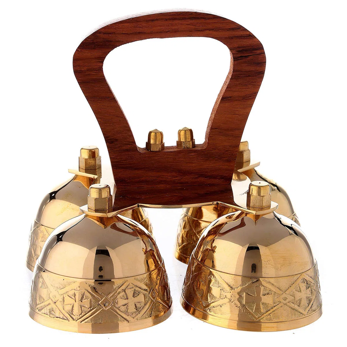Holyart Campanello liturgico 4 Suoni Manico Legno Ottone