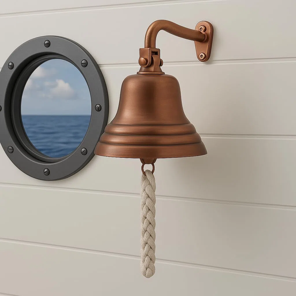 Assorted Collections Accessori da bar per casa e pub -Campanello da bar a parete con decorazioni nautiche - Campanello in bronzo unico con suoni nitidi e forti, ideale per Natale, ricevimenti, pub, 4"