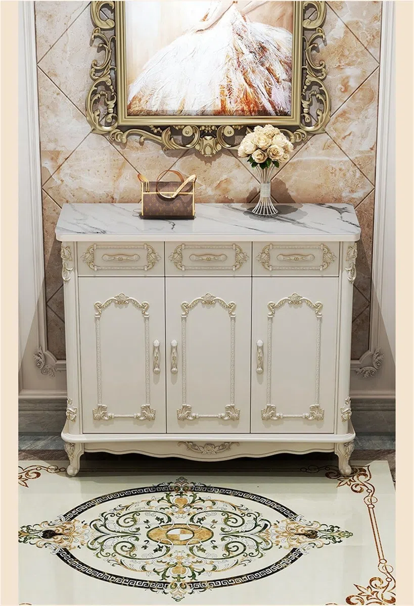 Corridoio Scarpiera Bianco Avorio con Accenti Dorati