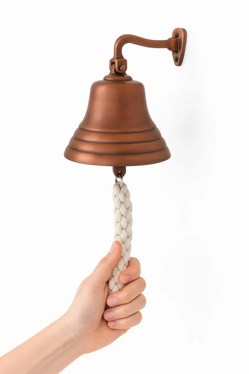 Assorted Collections Accessori da bar per casa e pub -Campanello da bar a parete con decorazioni nautiche - Campanello in bronzo unico con suoni nitidi e forti, ideale per Natale, ricevimenti, pub, 4"