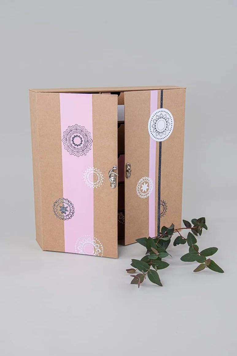 Rayher calendario dell'avvento in cartapesta, robusto, naturale, con 24 cassetti, da colorare e decorare, 67367521