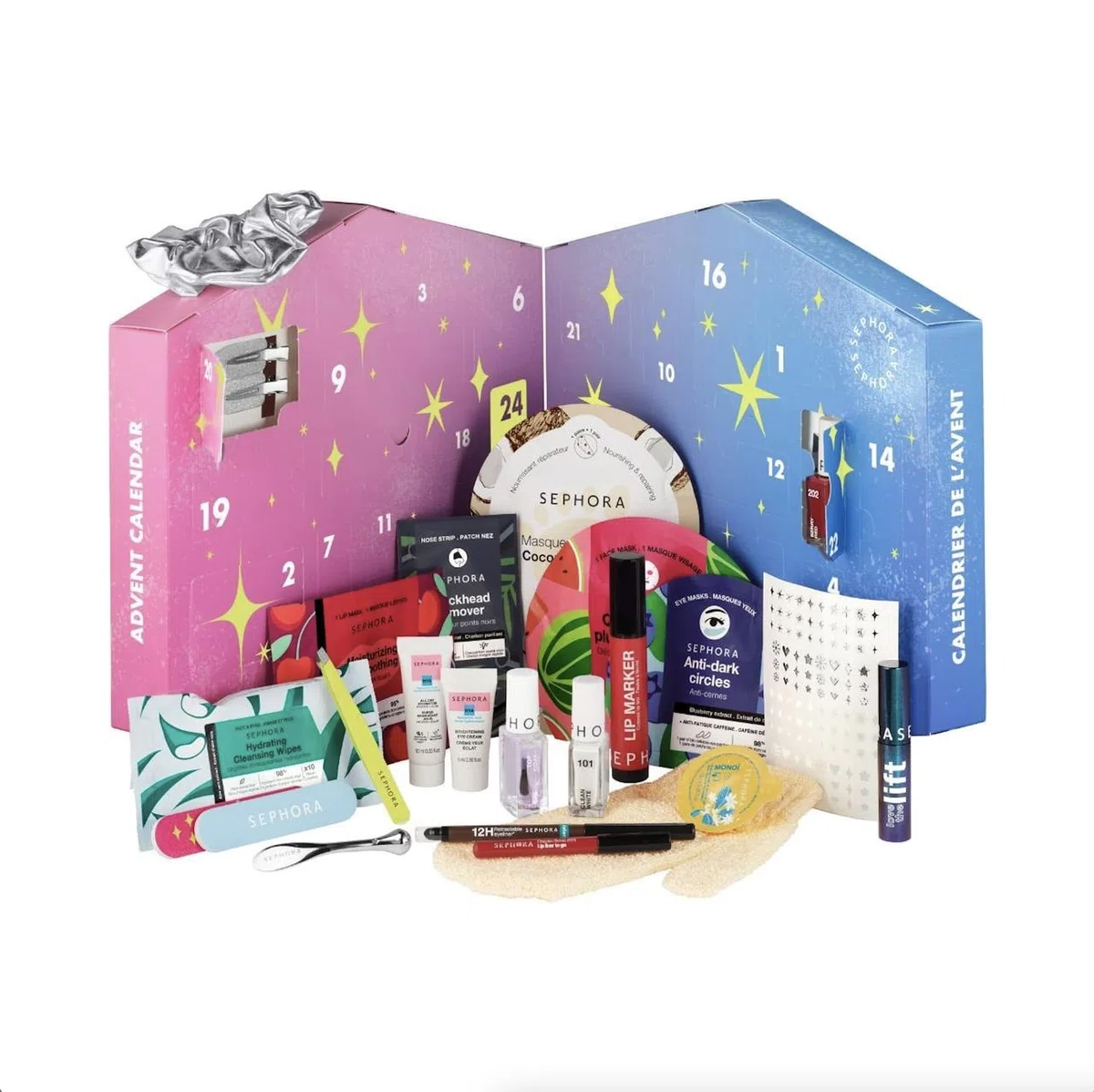 Sephora – Calendario dell'Avvento 2024 “Moving Lights” con 24 sorprese, tra cui trucco, cura della pelle, prodotti da bagno o accessori