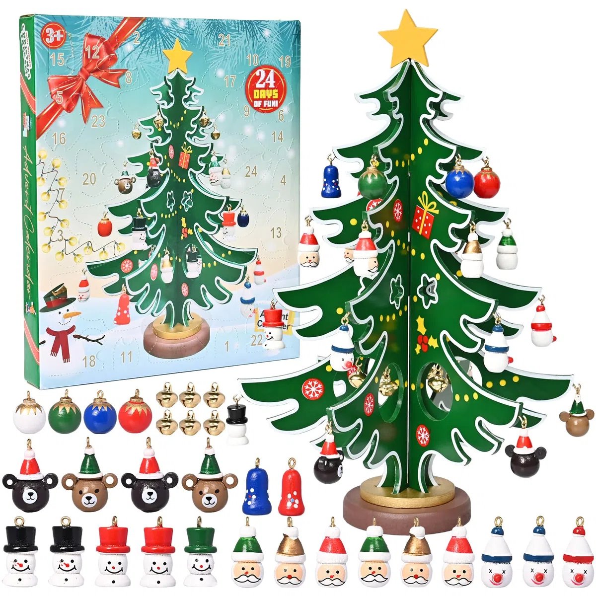 Amycute Calendario Avvento 2024 Bambini, Calendari Avvento Albero di Natale 2024, Decorazioni Albero di Natale Calendario dell'Avvento Regali Natale per Bambini
