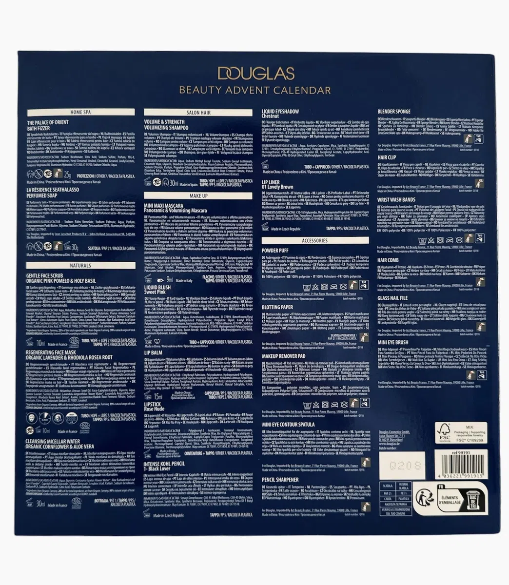 DOUGLAS - Calendario dell’Avvento 2024 beauty con 24 prodotti cosmetici, colore blu