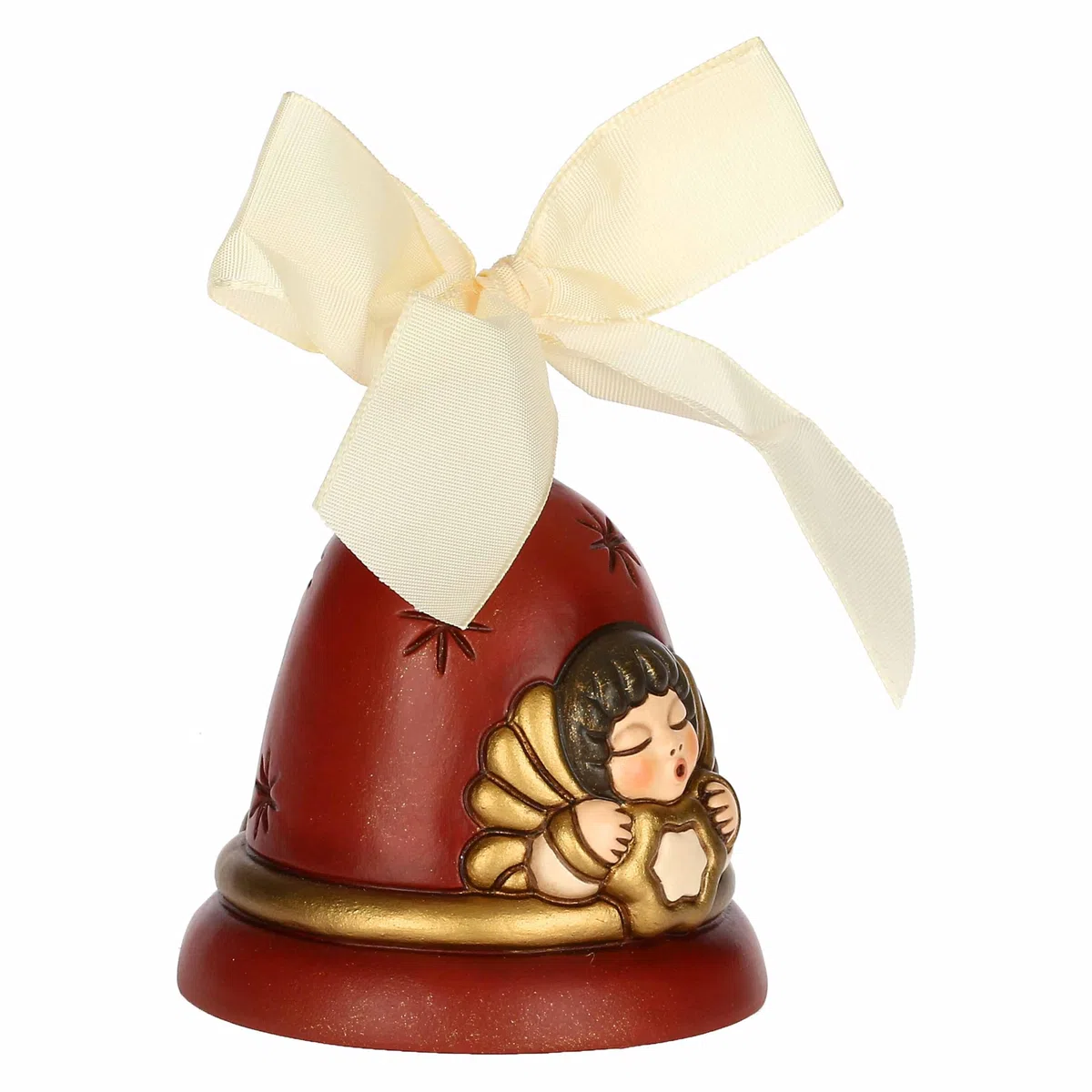 THUN, Campanella con Angelo in Ceramica, Collezione Magia del Natale, Campanella Limited Edition 2024 da Collezione, Idea Regalo per Natale, 7,1 x 7,1 x 7,8 cm, Color Rosso