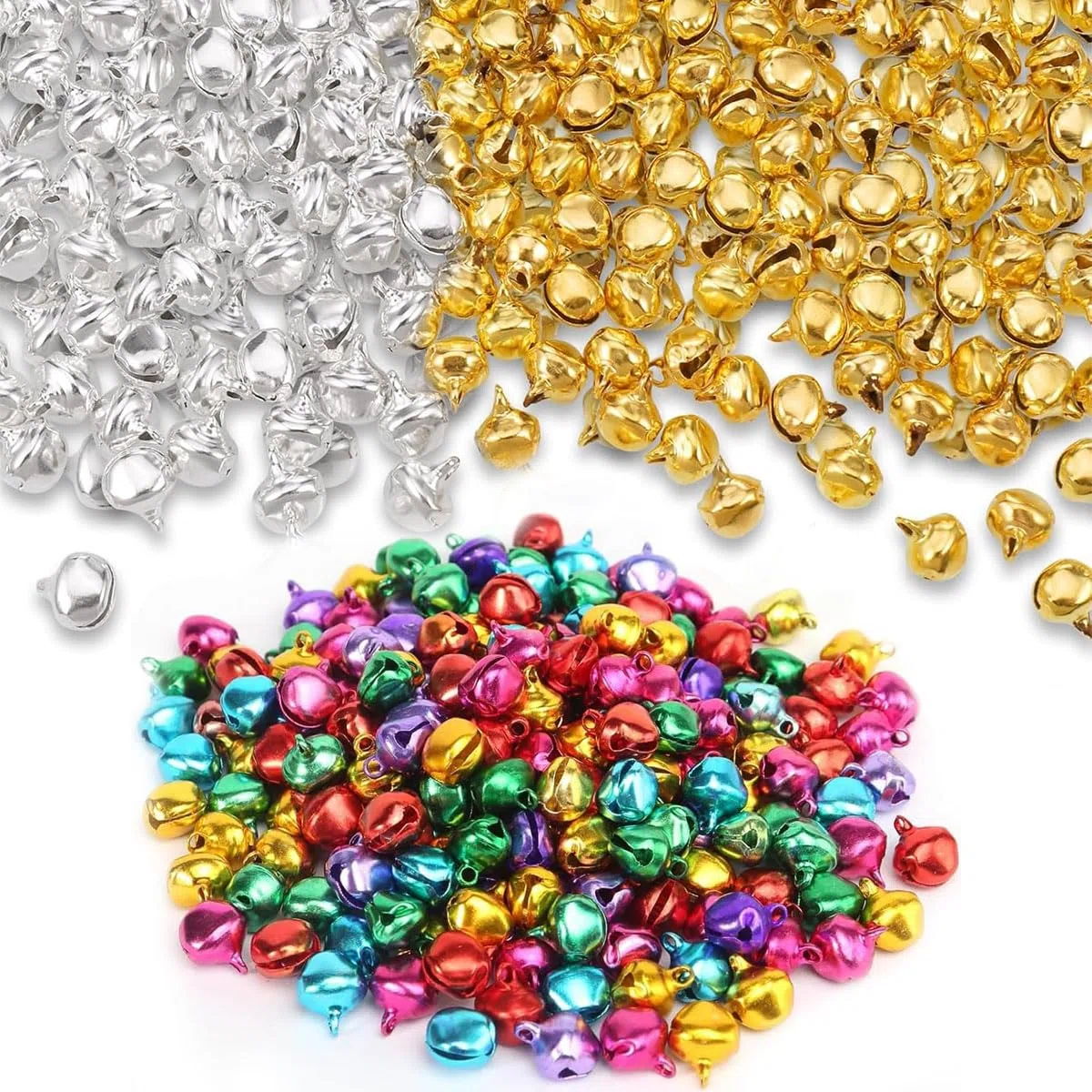 300 Pezzi Metallo Campanellini Piccole Campanelle Natalizi in Metallo per Fai da Te Mini Campane Con Occhielli Campanelle Colorate Campanellini Sonagli Piccoli per la Decorazione Natalizia 10 mm