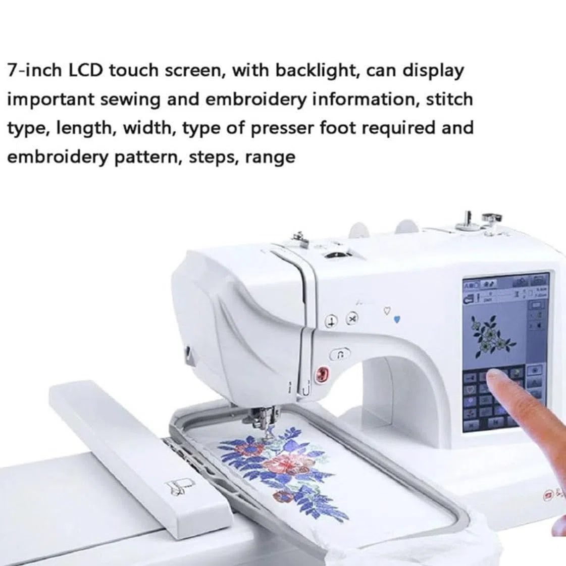 Macchina da Cucire Automatica Macchina da Ricamo Elettrica 114 Modelli Incorporati con Area di Ricamo 4" X 9,2" E Touch Screen LCD, Touch Screen LCD da 7"